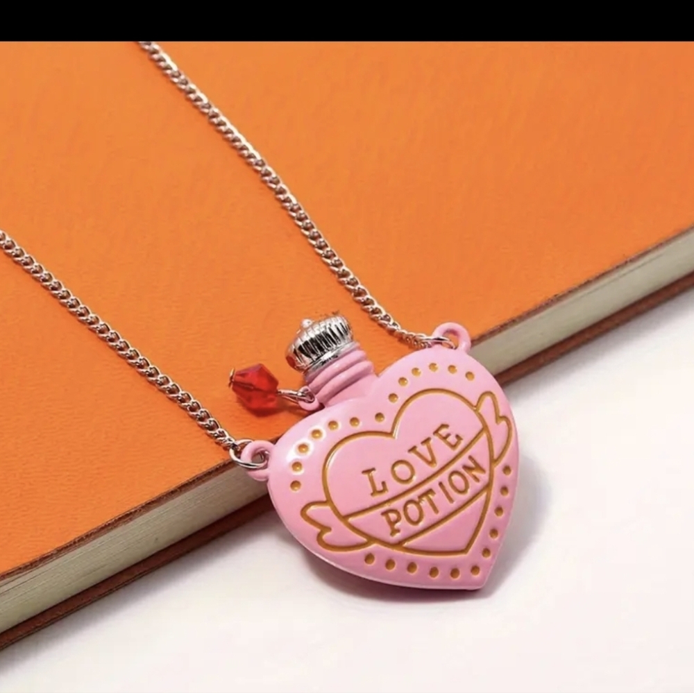 Love Potion Heart Bottle Charm Necklace NEW